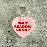 Smut Reading Champ heart Keychain