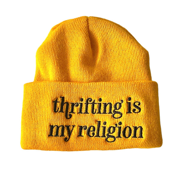 Thrifting is my religion Beanie // made in the USA