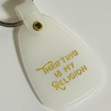 Thrifting is my Religion Plastic Saddle Keychain