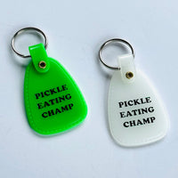 Pickle eating champ Saddle keychain
