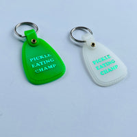 Pickle eating champ Saddle keychain