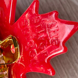 Maple leaf hair claw with metal teeth