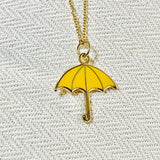 Yellow Umbrella Charm Enamel Necklace