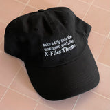 Take a trip into the unknown with the X-Files theme Dad Hat