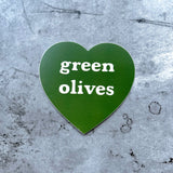 Green olives Heart Sticker