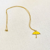 Yellow Umbrella Charm Enamel Necklace