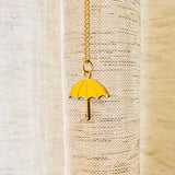 Yellow Umbrella Charm Enamel Necklace