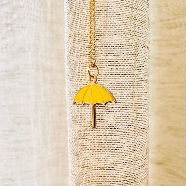 Yellow Umbrella Charm Enamel Necklace