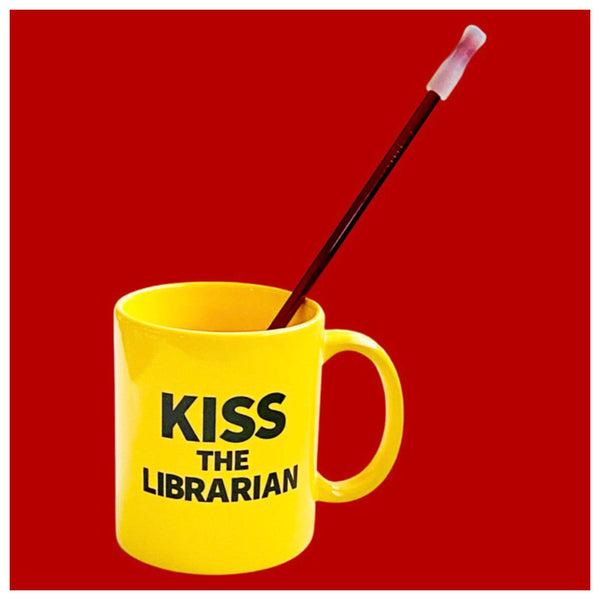 Kiss the Librarian Mug and Straw Set