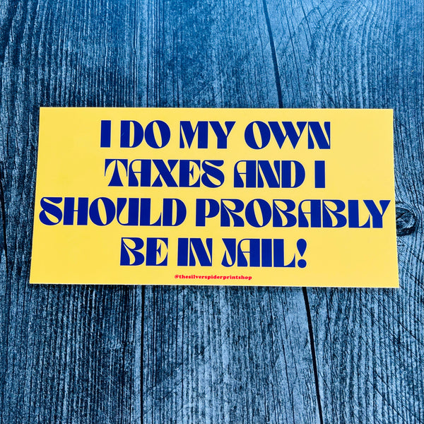 I do my own taxes and I should probably be in jail Bumper Sticker