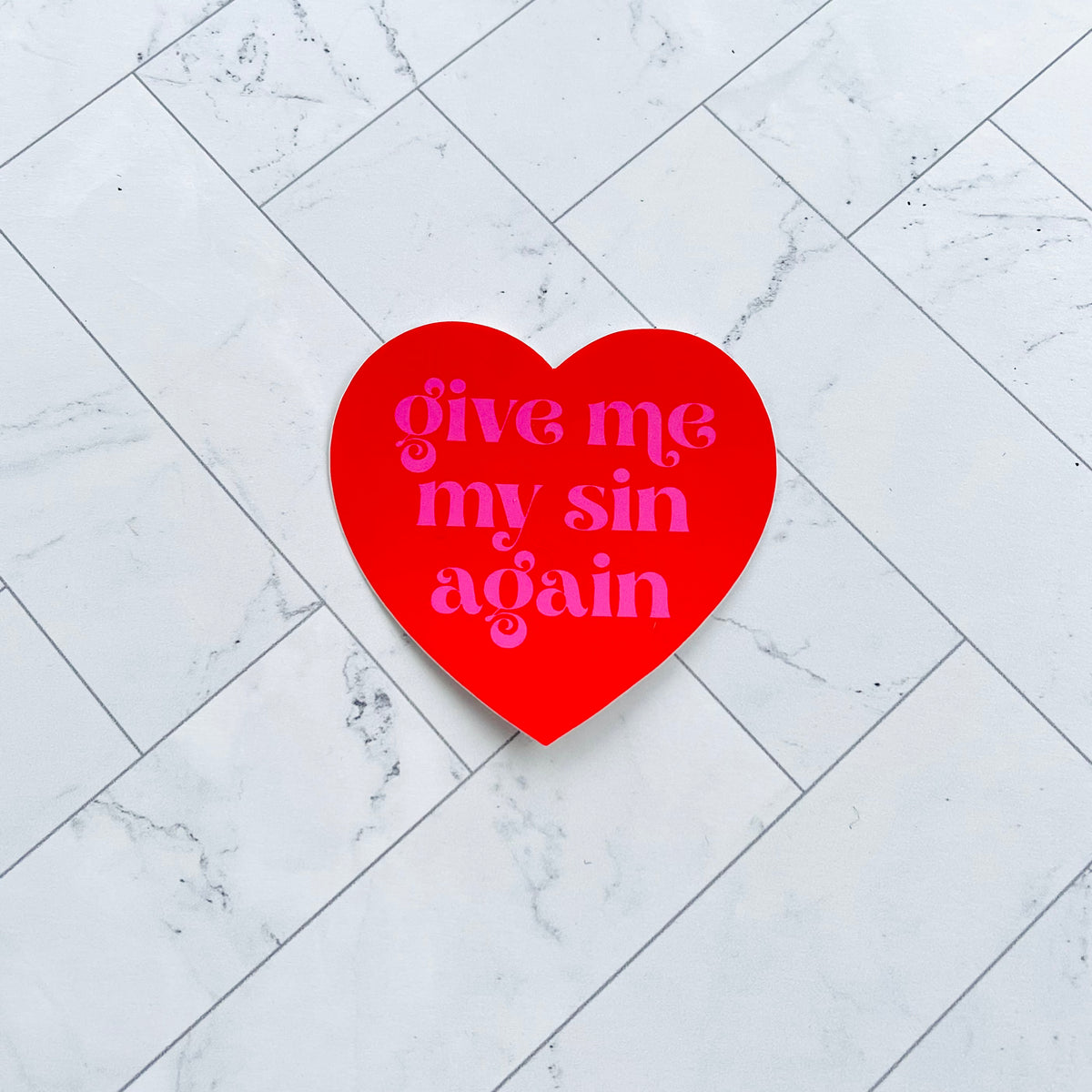 Give me my sin again Heart sticker – The Silver Spider