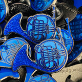 Blue French Horn Enamel Pin