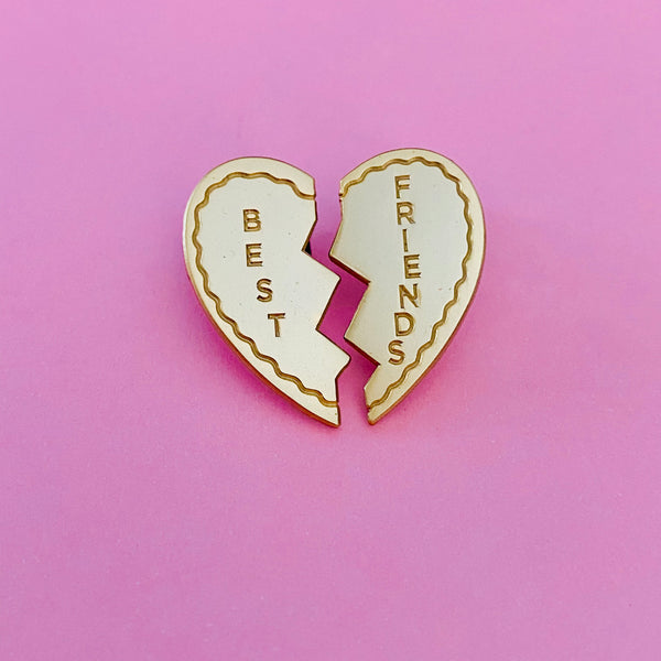 Best Friends Broken Heart Matte Gold Laura Palmer Pin Set