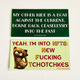 My other ride is a boat against the current borne back ceaselessly into the past car Magnet Thin flexi