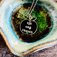 Eve was Framed black and silver Enamel Necklace