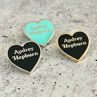 Audrey Hepburn Enamel Heart Pin