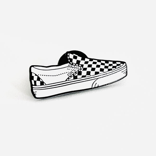 Checkered Sneaker Shoe Enamel Pin