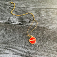 Kneel Red or Black and Gold Tone Hard Enamel Necklace