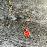 Kneel Red or Black and Gold Tone Hard Enamel Necklace