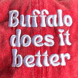 Buffalo does it Better Pigment Dyed Worn red Dad Hat