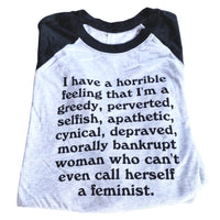Bad Feminist raglan shirt