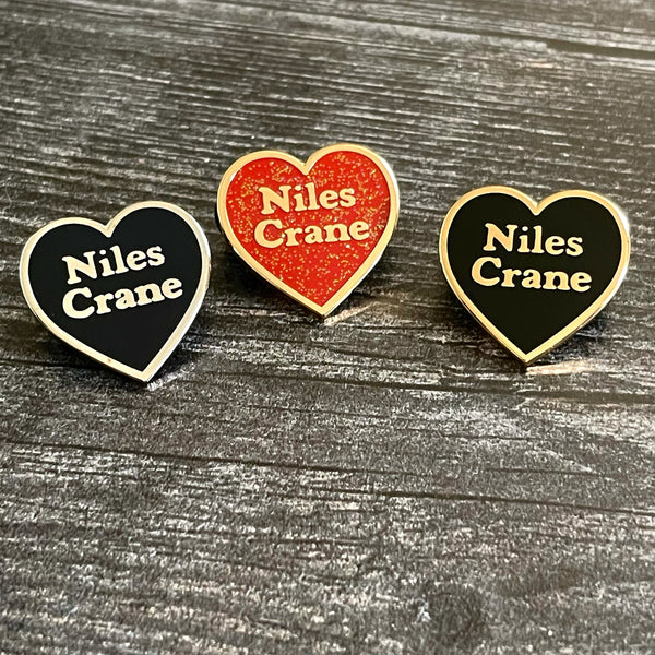 Niles Crane Enamel Heart Pin