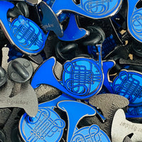 Blue French Horn Enamel Pin
