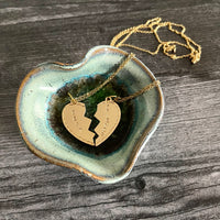 Best Friends Broken Heart Shiny Gold Laura Palmer Necklace Set